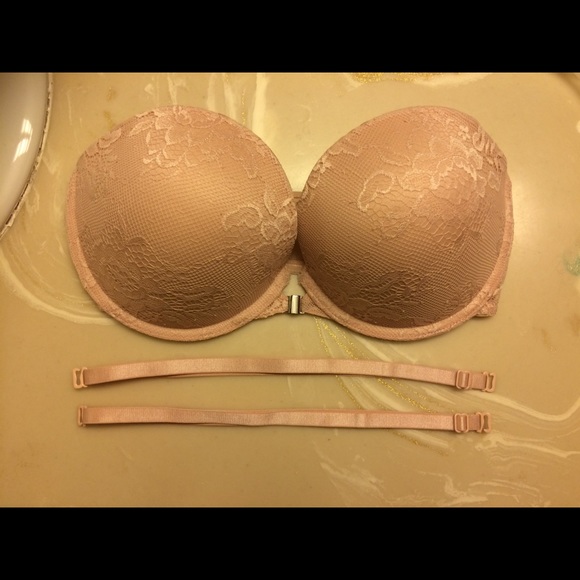 32D nude lace strapless push up bra
