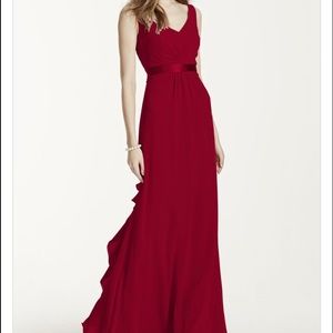 David's Bridal Chiffon Dress with Ruffled Back