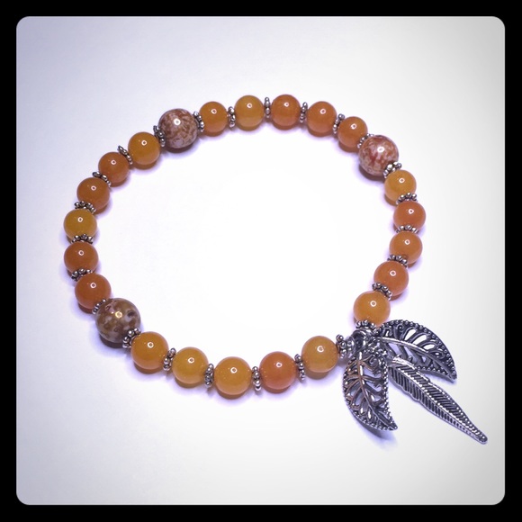 Boho Citrine Quartzite Beaded Bangle