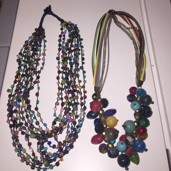 Colorful Beaded necklaces set of 2