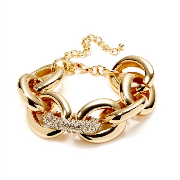 Pave Crystal & 14K Yellow Gold Chain Link Bracelet
