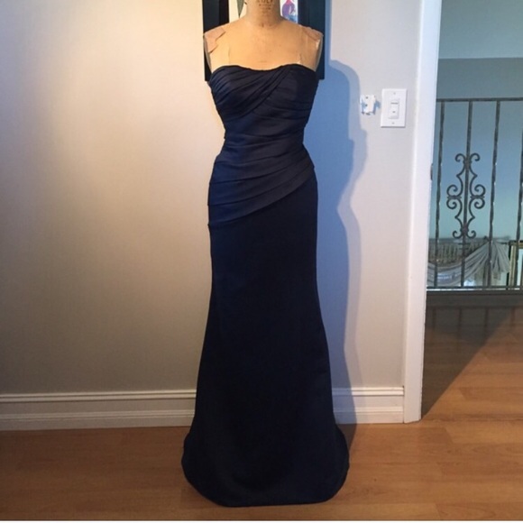 Satin Navy Sweat Heart evening dress