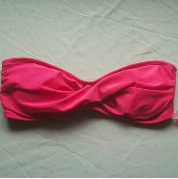 Pink bandeau bikini top