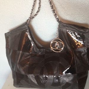 Designer Inspired Black Tote Bag Purse