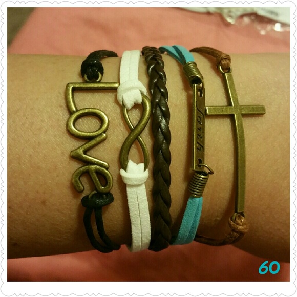 💜Infinity Love Faith cross leather bracelet