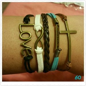 💜Infinity Love Faith cross leather bracelet