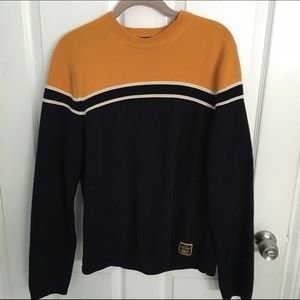 vintage gold and navy stripe oversized sweater