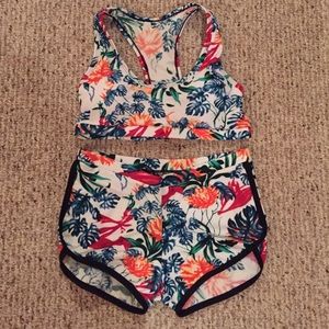 two piece set (crop top + dolphin shorts)