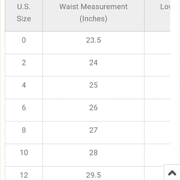 Jean Waist Size Conversion Chart