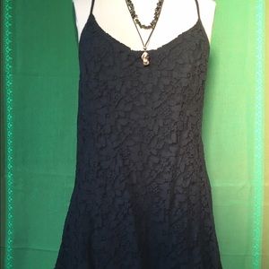 Open Back Lace Dark Navy Dress