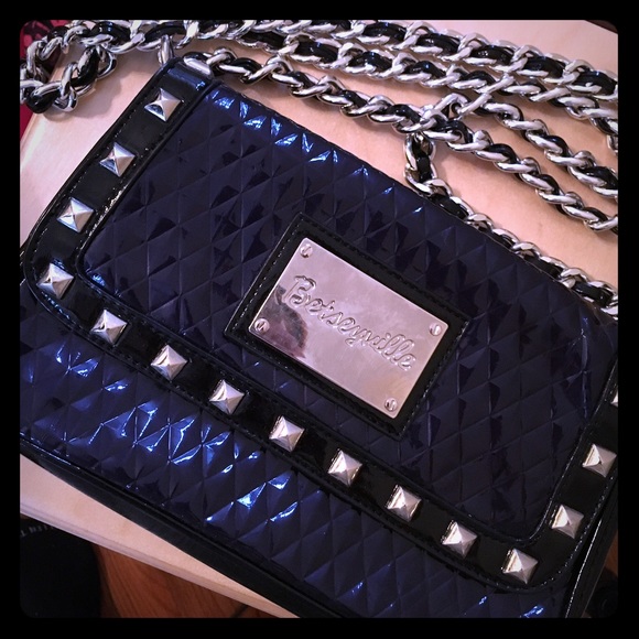Betsey Johnson patent clutch with chain