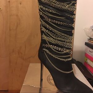 Black Chain Calf Boots