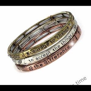 Serenity Prayer tri tone 3 stretch bracelet set