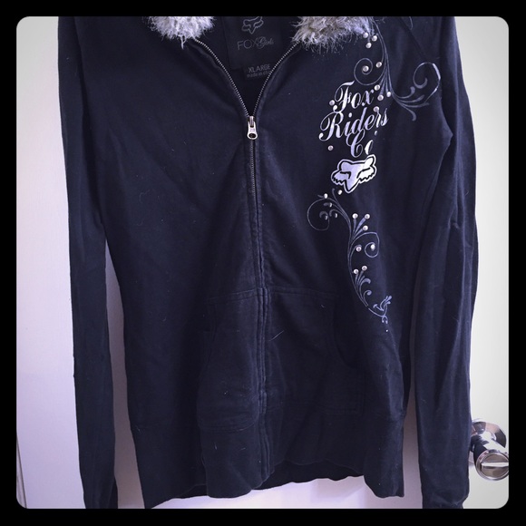 Fox fur lined hoodie/ Size XL