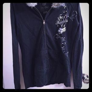 Fox fur lined hoodie/ Size XL