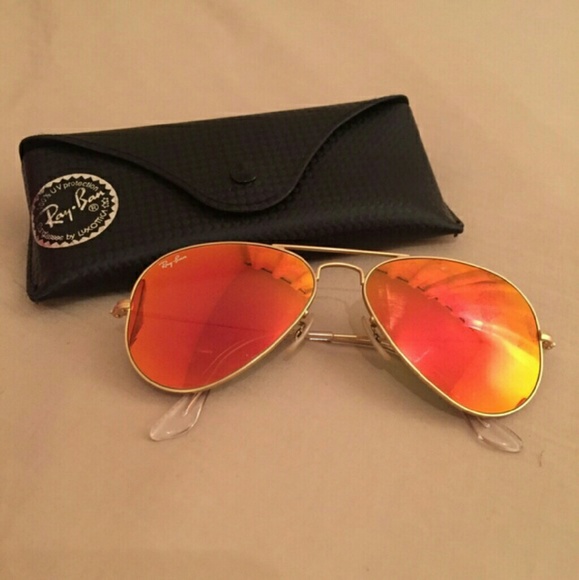 AUTHENTIC RAY BAN RED AVIATOR 55mm SUNGLASSES