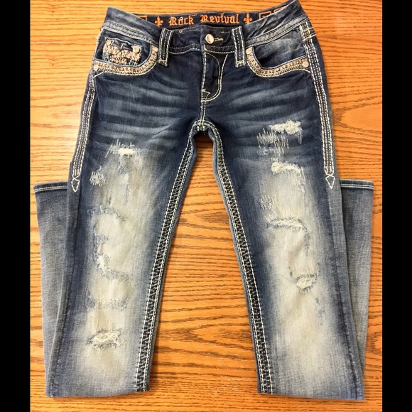 Rock revival ripped jeans Clearance