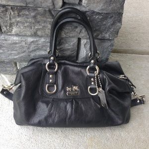 Black leather coach purse