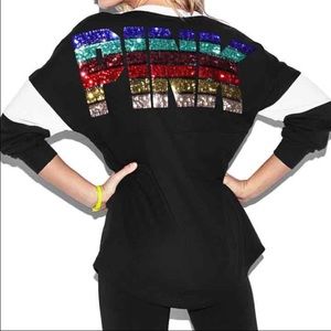 VS Pink *S* bling logo back varsity