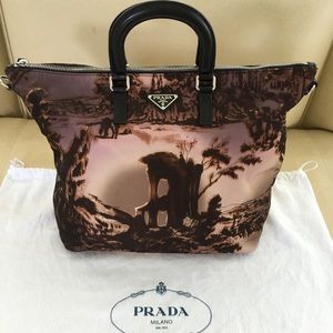 Prada Tessuto Stampato Alabastro Nylon Tote Bag