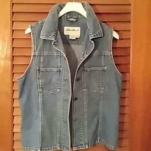 Eddie Bauer Blue Denim Vest, Size Large #0011