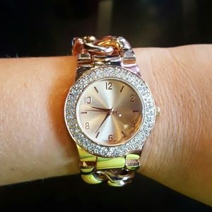 Rose gold bling watch