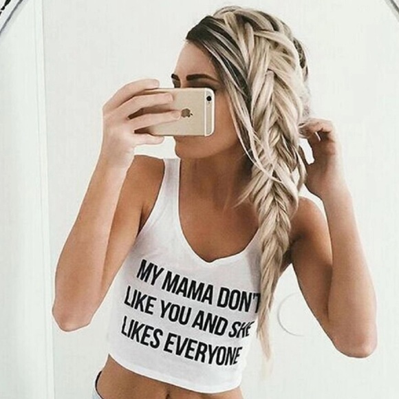 New "MY MAMA DONT LIKE YOU" White Crop Top! - Picture 2 of 2