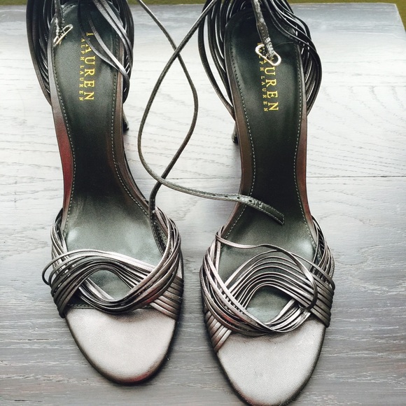 CCO FINAL Ralph Lauren strappy pewter pumps - Picture 3 of 5