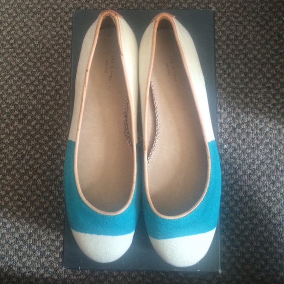 Rag & Bone ballet flat / 9.5 / turquoise & ivory