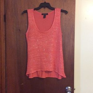 Coral tank top with sequin design