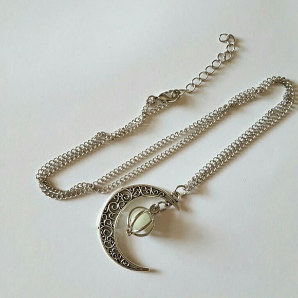 Crescent Moon Glow Locket Orb Bola Necklace Mexico - Picture 3 of 3