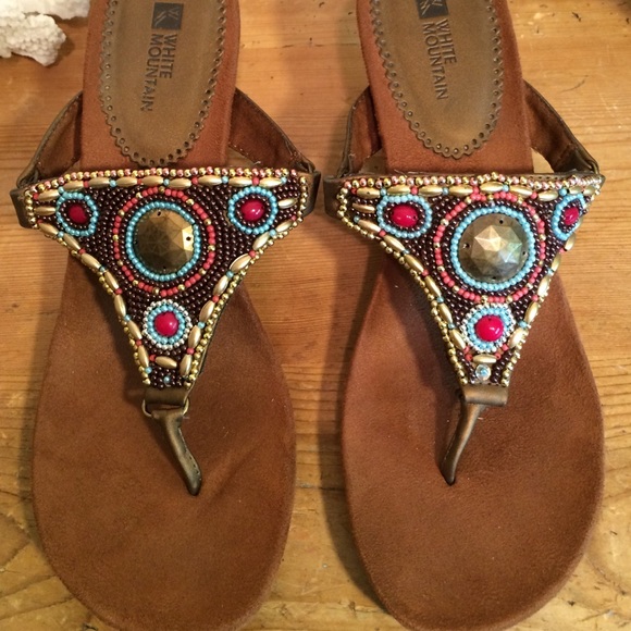 White Mountian Shoes - Beaded White Mountain Sandals