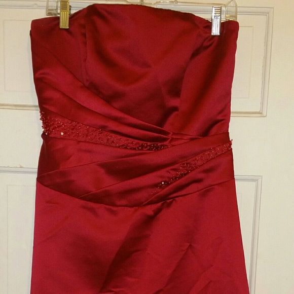 Red calf length gown