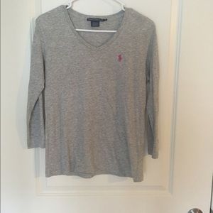 Grey 3/4 sleeve Ralph Lauren V-neck Polo