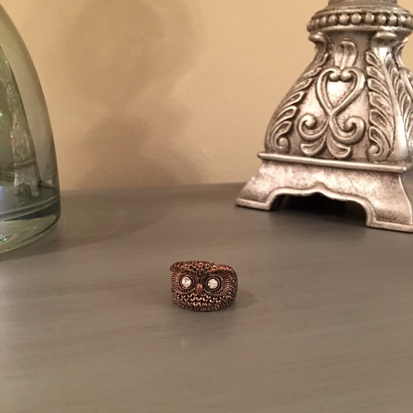 🛍 Bronze Jewel Eye Owl Ring - Picture 1 of 4