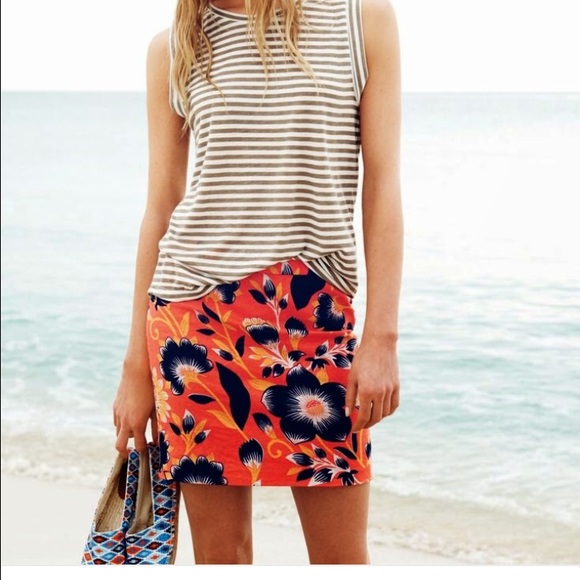 J. Crew Hibiscus floral print skirt