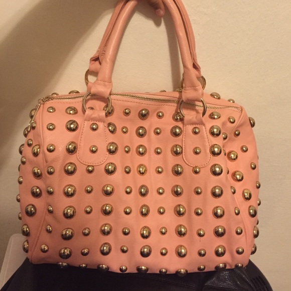 Baby pink purse with gold studs