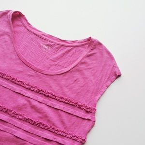 {LOFT} Pink Ruffle Tee