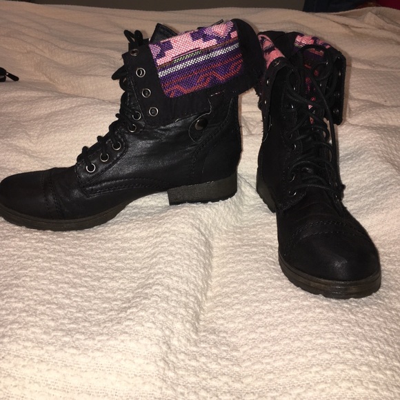 Black combat boots