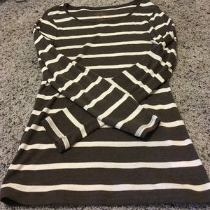 Brown/cream striped LS TEE