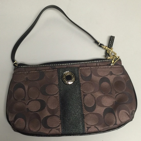 Coach Signature Stripe 3 Color Metallic Wristlet