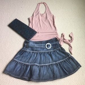 Denim Ruffled Mini Skirt