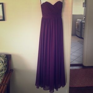 Plum Strapless Bridesmaid Dress