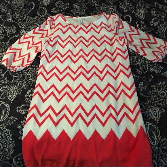 Pink Owl Chevron Dress