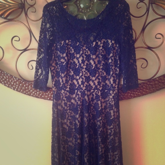 Navy Blue Lace Dress