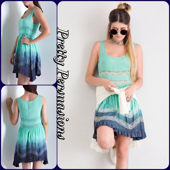Mint Viole & Lace Dip Dyed Slip Dress - Picture 2 of 5