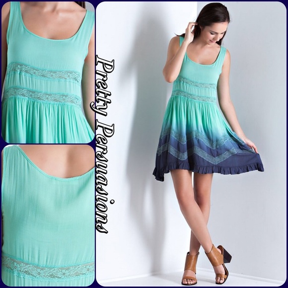 Mint Viole & Lace Dip Dyed Slip Dress - Picture 3 of 5