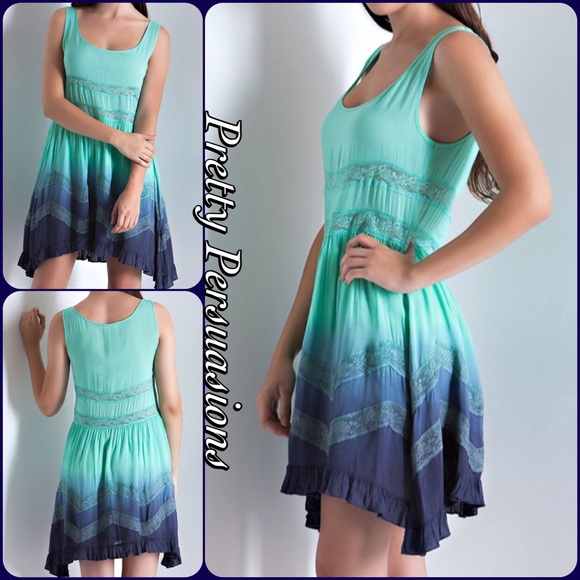 Mint Viole & Lace Dip Dyed Slip Dress - Picture 4 of 5