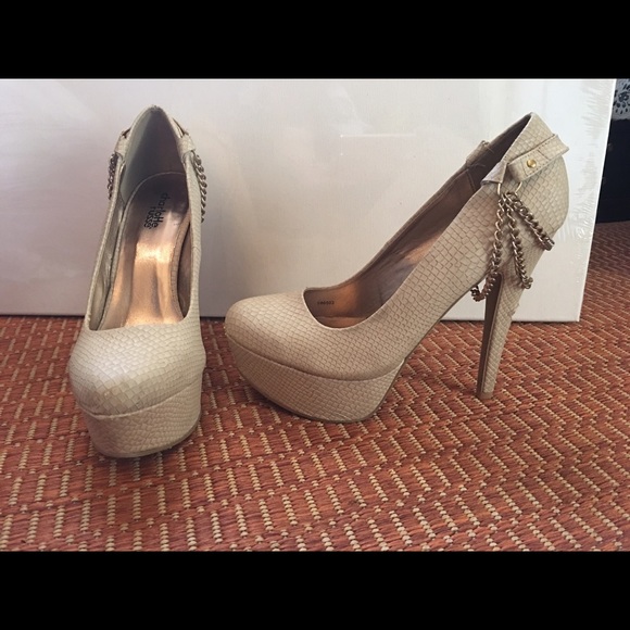 Faux Snake Skin Heels with chain detail