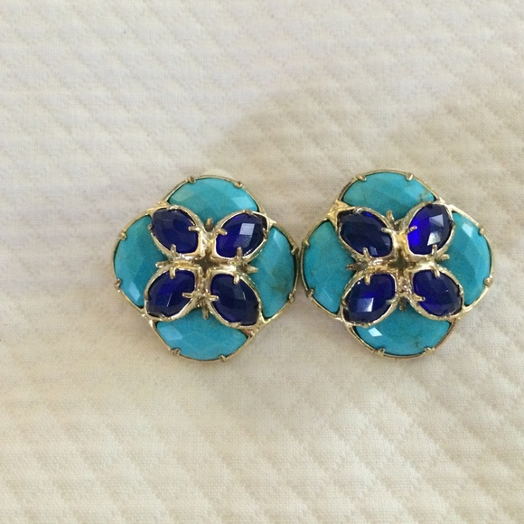 Kendra Scott Turquoise & Cobalt Earrings, Clip-ons - Picture 1 of 3